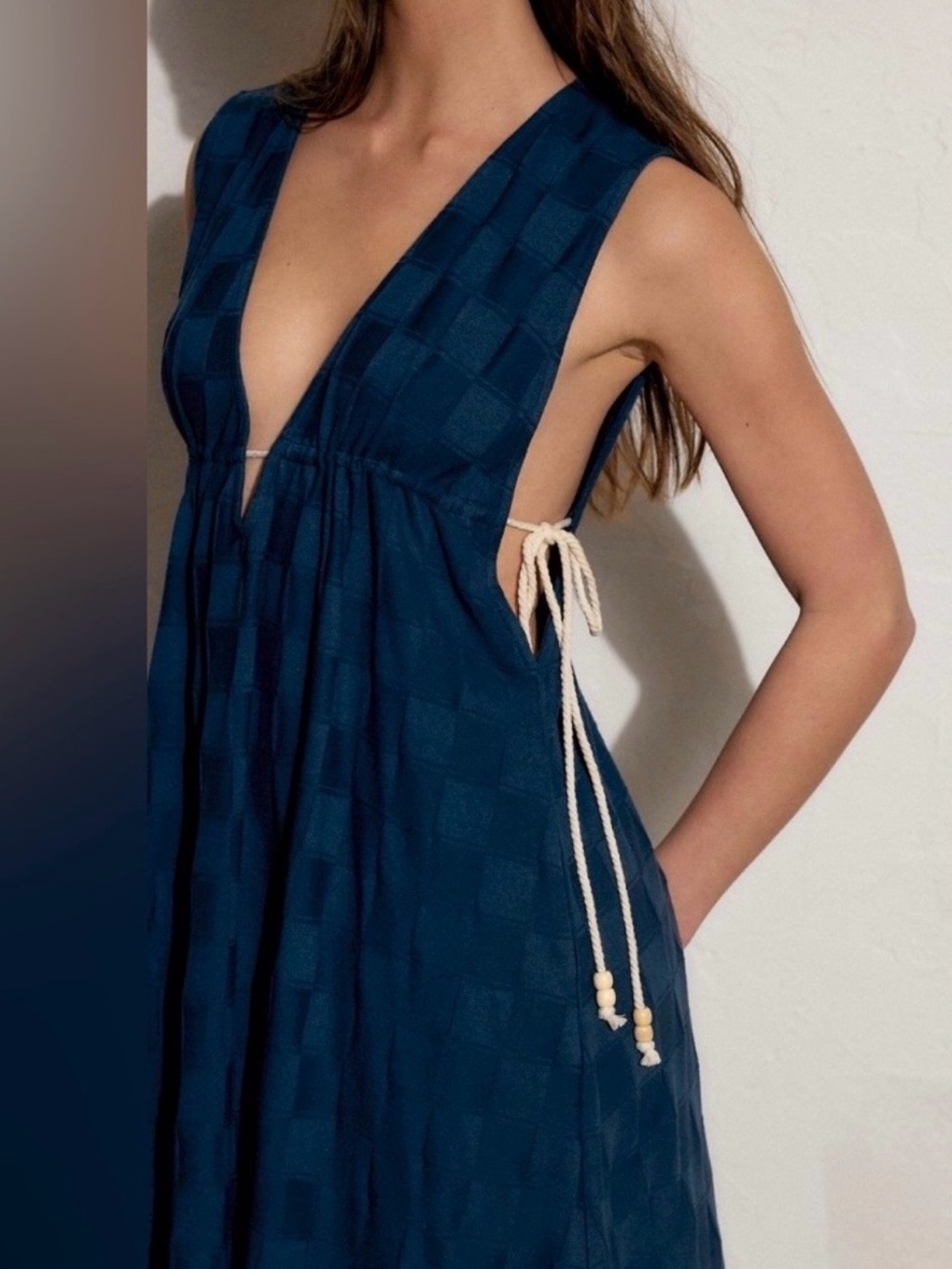 Free People Deep Teal Check Maxi Dress